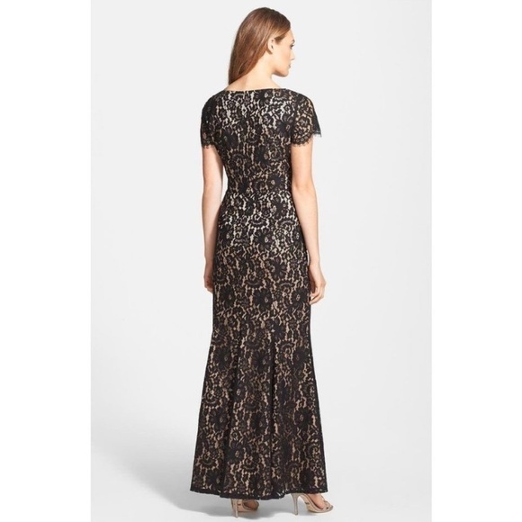 Eliza J Embroidered Black Lace Trumpet Maxi Dress Formal Gown Size 6 - Picture 2 of 10